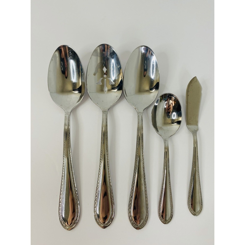 Set Of 5 Mikasa Sinclair-Belvedere Serving Spoons Sugar Butter Knife